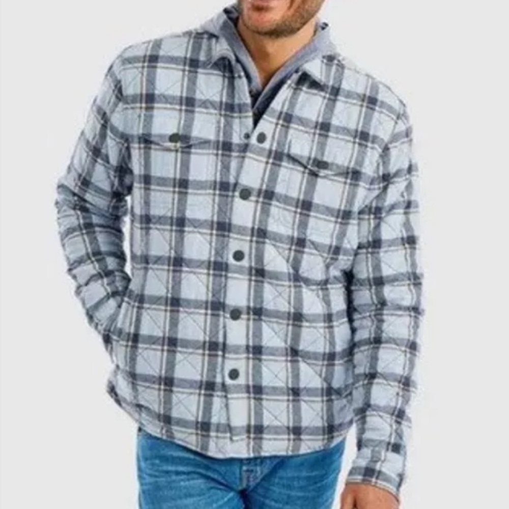 johnnie-O Blue and Gray Plaid Shirt Jacket